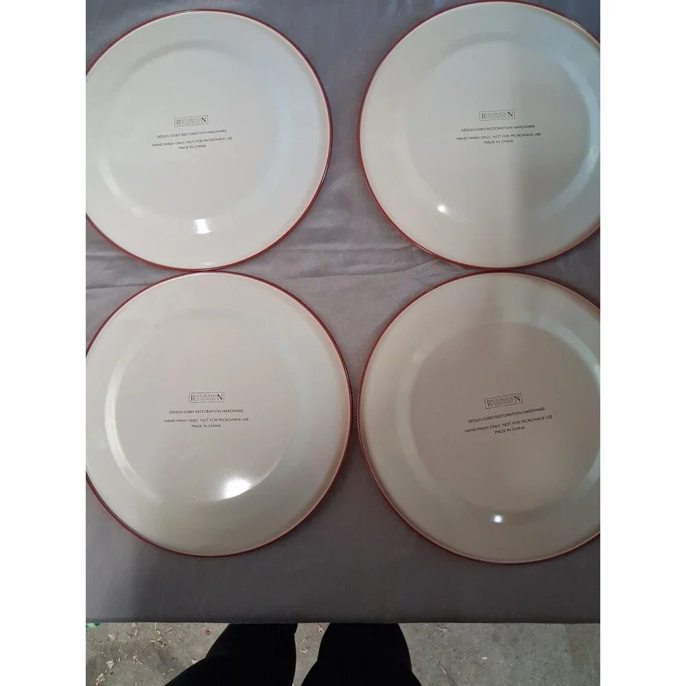 Restoration Hardware Rare Holiday Set of 4 Assorted Tin Plates 2005--NEW